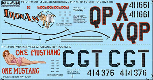 Kits World 132129 Aircraft Decals 1:32 North-American P-51D Mustang 44-11661 QP-