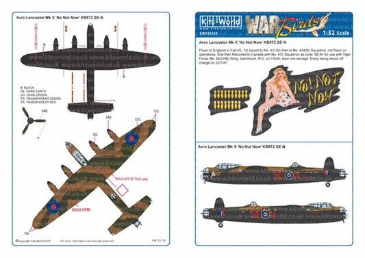 Kits World 132139 Aircraft Decals 1:32 Avro Lancaster Bomber 'B' MkI - 431 Squad