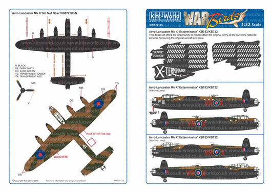 Kits World 132142 Aircraft Decals 1:32 Avro Lancaster X terminator.