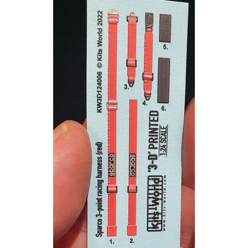 Kits World Sparco Racing Harness Red 1:24 3D Colour Decals 124006