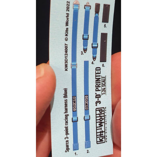 Kits World Sparco Racing Harness Blue 1:24 3D Colour Decals 124007