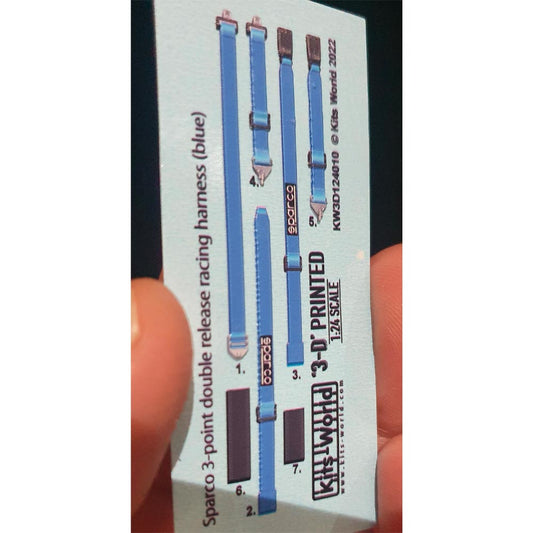 Kits World Sparco 3 Point Double Release Racing Harness Blue 1:24 Decals 124010