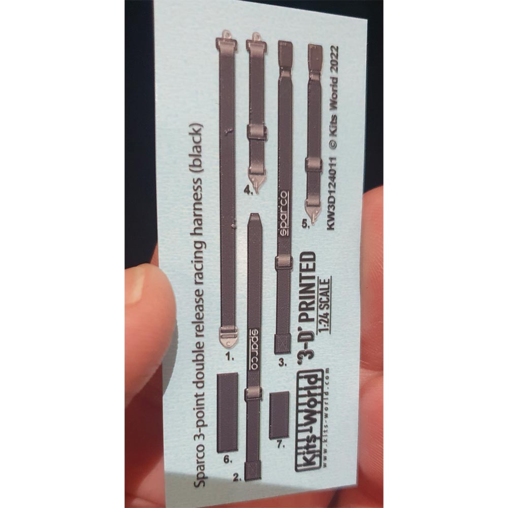 Kits World Sparco 3 Point Double Release Racing Harness Blue 1:24 Decals 124011