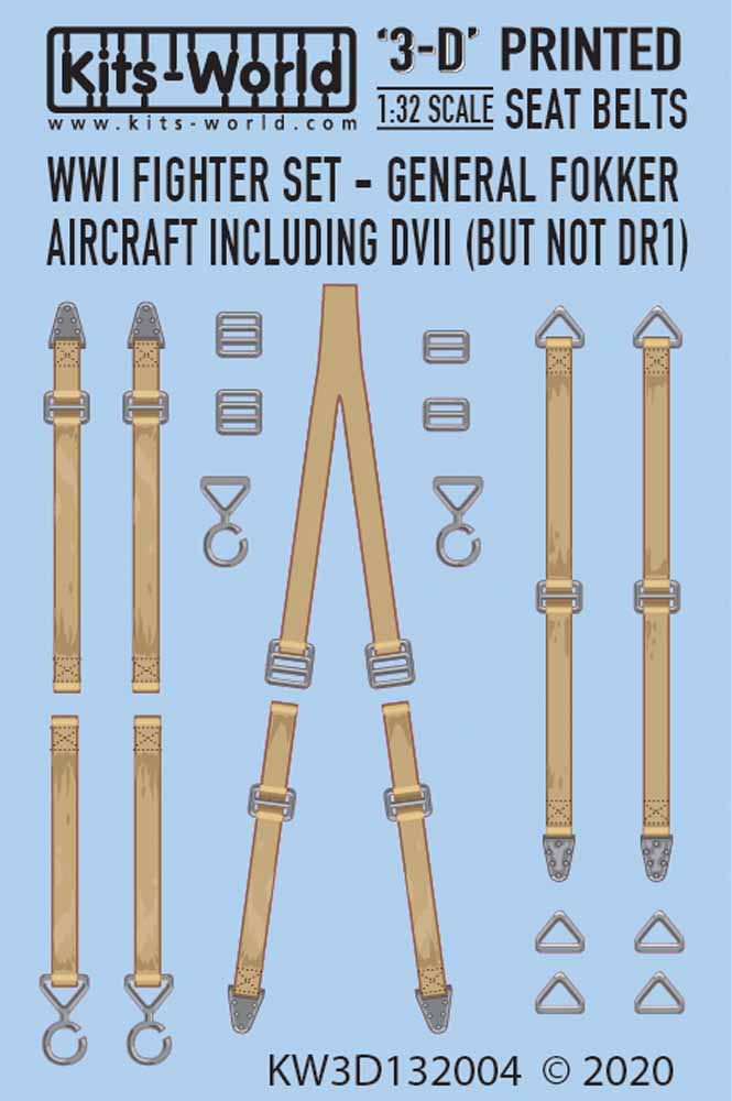 Kits World 3D132004 3D Printed Decal 1:32 WWI Fighter Set - Fokker General Aircr