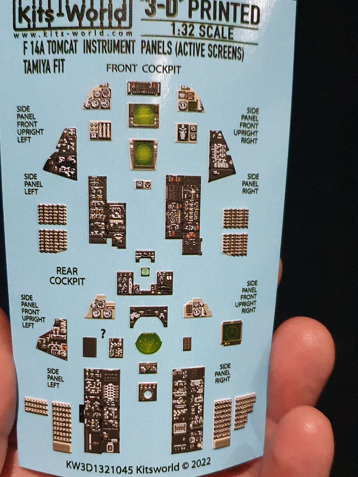 Kits World F-14A Tomcat Instrument Panel Screens On Decals 1:32 Tamiya 60313