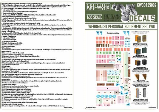 Kits World 3D135002 3D Printed Decal 1:35 Wehrmacht Personal Equipment 1938-1940