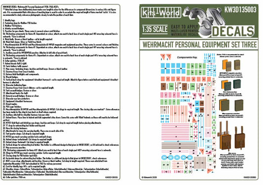 Kits World 3D135003 3D Printed Decal 1:35 Wehrmacht Personal Equipment 1938-1940