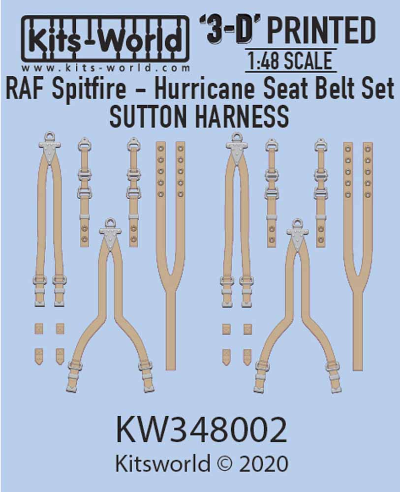 Kits World 3D148002 3D Printed Decal 1:48 RAF Sutton Harness Seat Belt Set. Supe