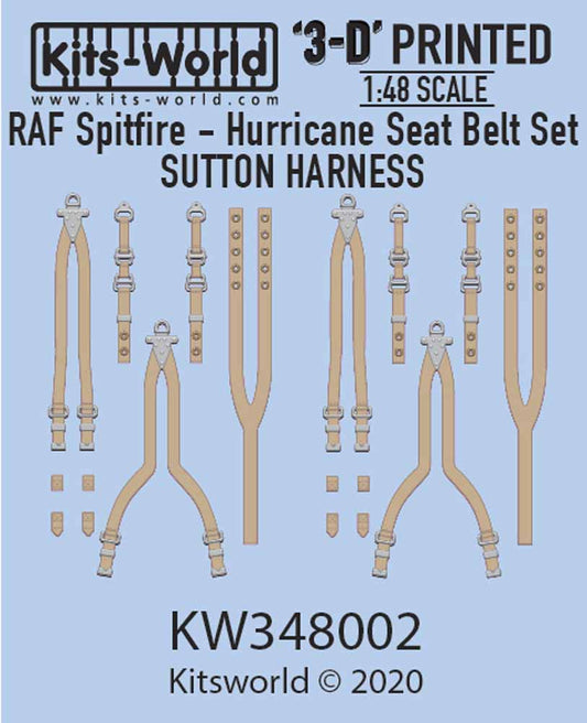 Kits World 3D148002 3D Printed Decal 1:48 RAF Sutton Harness Seat Belt Set. Supe