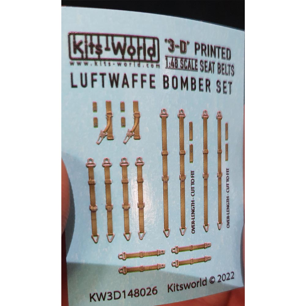 Kits World KW3D148026 Luftwaffe Bomber 3D Decal Seat Belt Set 1:48
