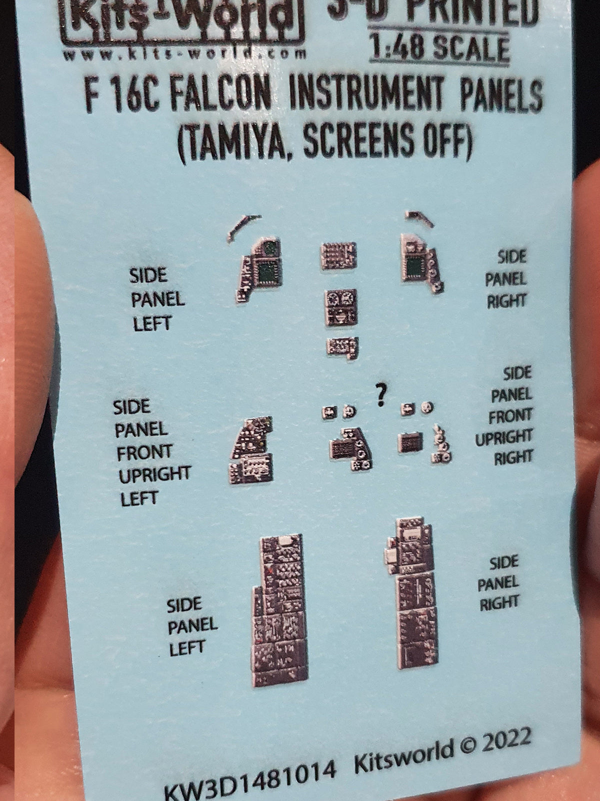 Kits World F-16CJ Instrument Panels Screens Off 1:48 Decals Tamiya Model 60198