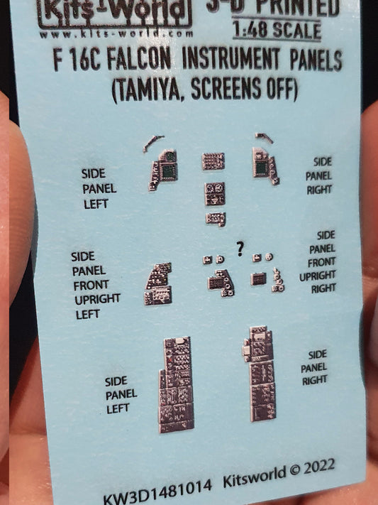 Kits World F-16CJ Instrument Panels Screens Off 1:48 Decals Tamiya Model 60198