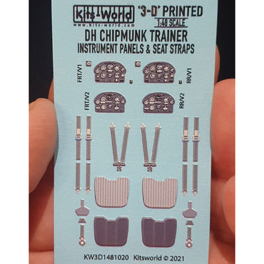 Kits World 3D Full Colour Cockpit Set inc. Belts & Cushions for Airfix 1:48 Chipmunk A04105