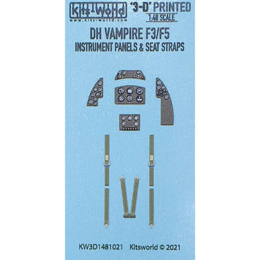 Kits World 3D1481021 de Havilland Vampire F.3 Full Colour Instrument Panel 1:48
