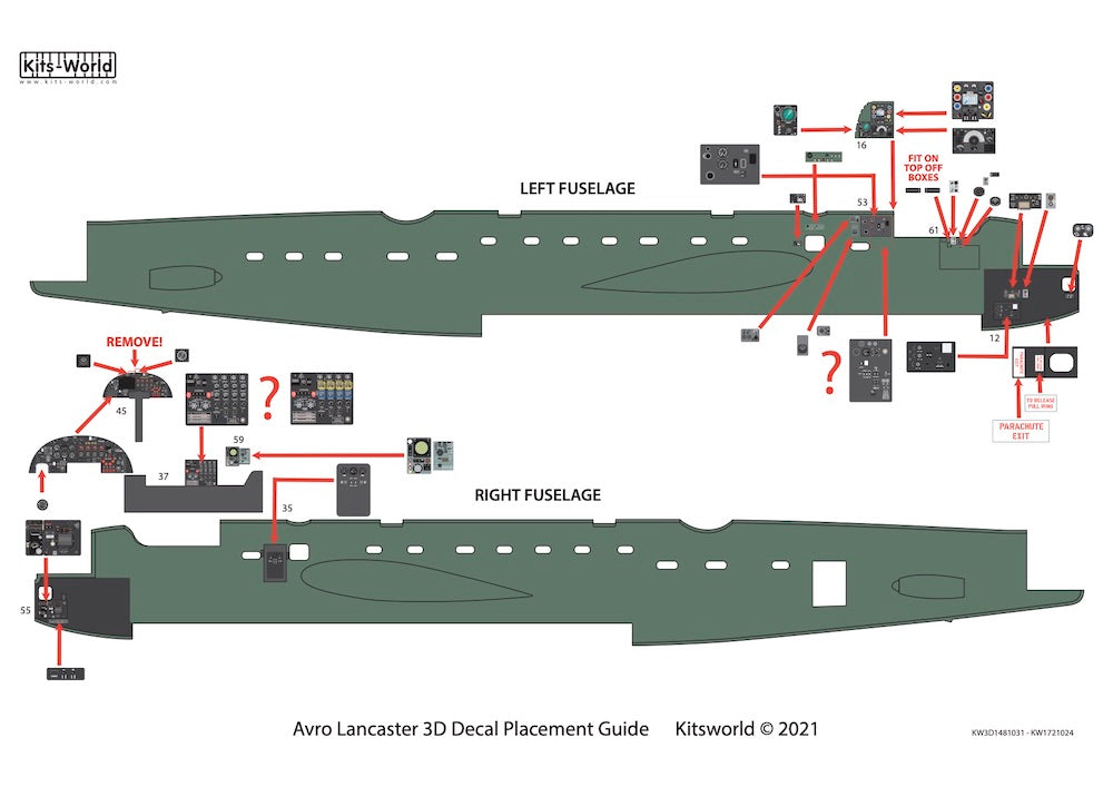 Kits World Avro Lancaster B.I Instrument Panel Decals 1:48 Hong Kong Models Kits