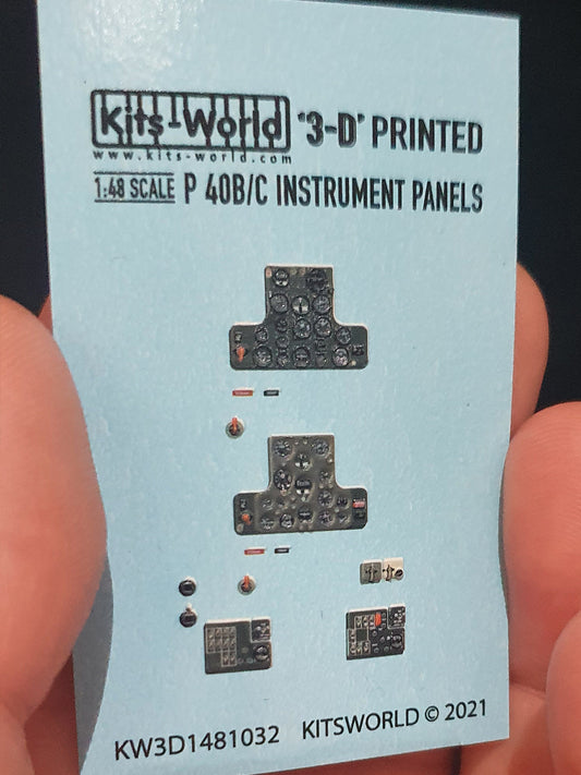 Kits World P-40B/C Warhawk Instrument Panel 3D Colour 1:48 Model Kit Decals