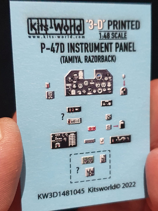 Kits World P-47D Thunderbolt Razorback Instrument Panels Decal 1:48 Tamiya 61090