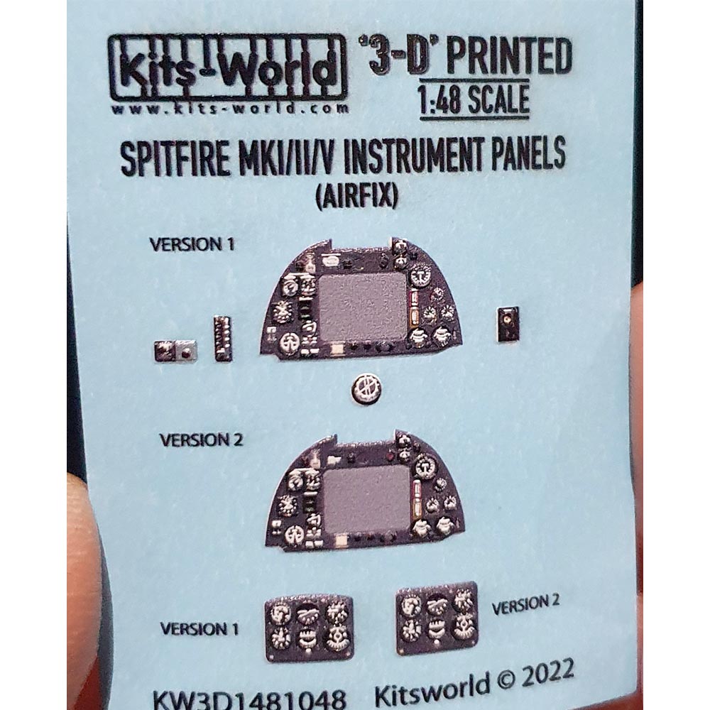 Kits World Spitfire Mk.I/II/V Instrument Panel Decals 1:48 Airfix Model Kits
