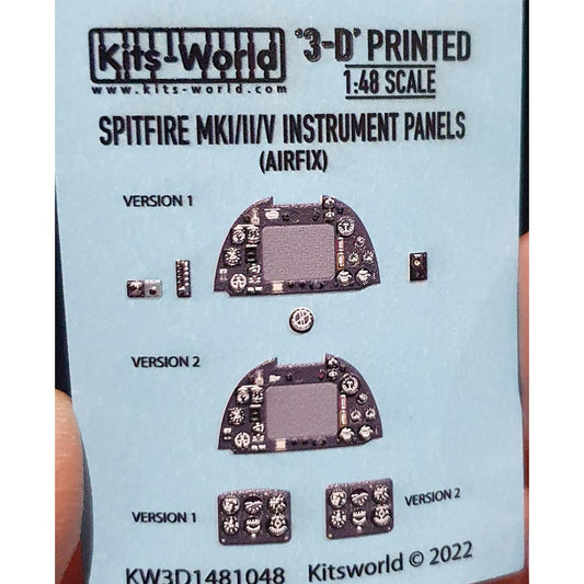 Kits World Spitfire Mk.I/II/V Instrument Panel Decals 1:48 Airfix Model Kits