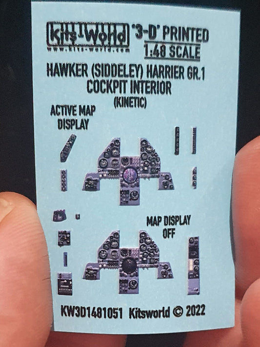 Kits World BAe Harrier GR.1/3 3D Colour Cockpit Interior 1:48 Kinetic Kit Decals