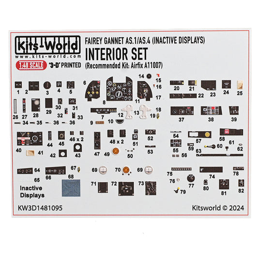 Kits World Fairey Gannet AS.1/AS.4 Cockpit Inactive Interior Detail Set A11007