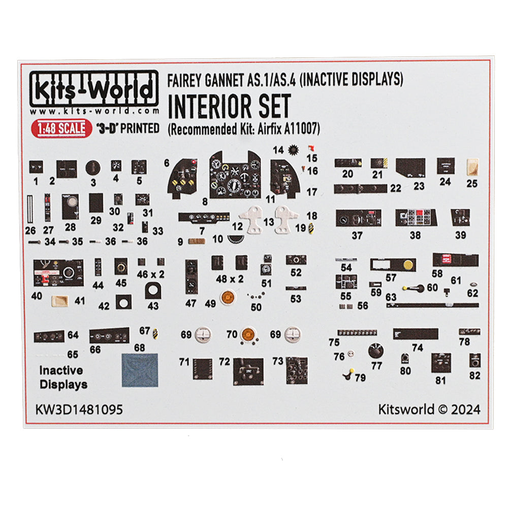 Kits World Fairey Gannet AS.1/AS.4 Cockpit Inactive Interior Detail Set A11007