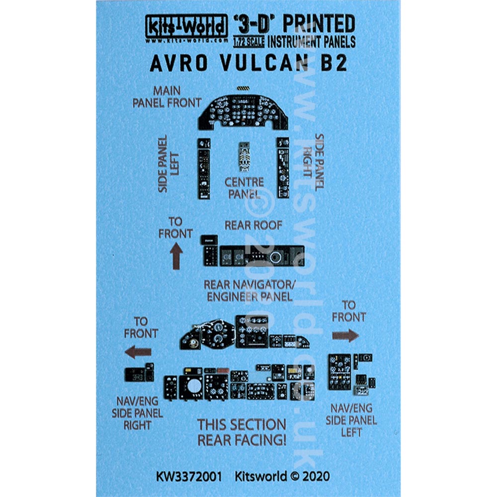Kits World 3D1721001 3D Printed Decal 1:72 Avro Vulcan B.2 3D Instrumentation an
