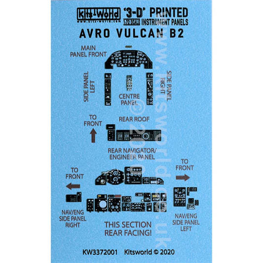 Kits World 3D1721001 3D Printed Decal 1:72 Avro Vulcan B.2 3D Instrumentation an
