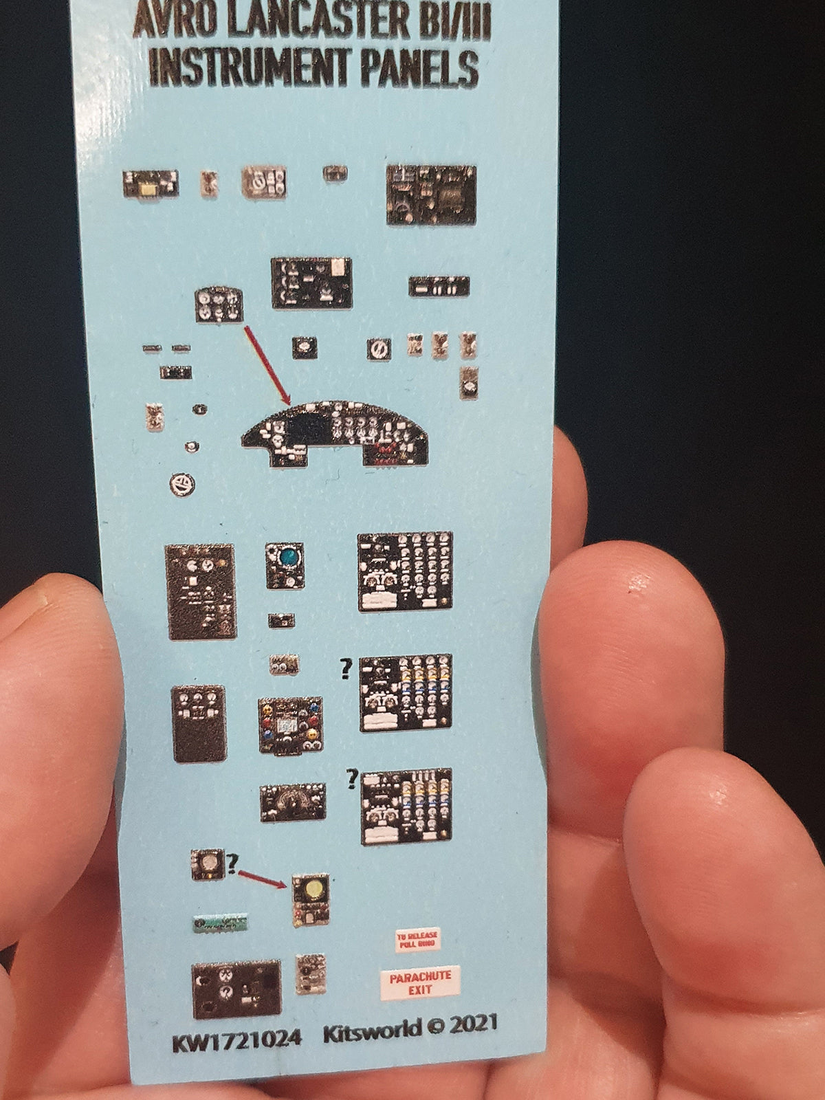 Kits World Avro Lancaster B.I/III Instrument Panels 1:72 Model Kit Decals