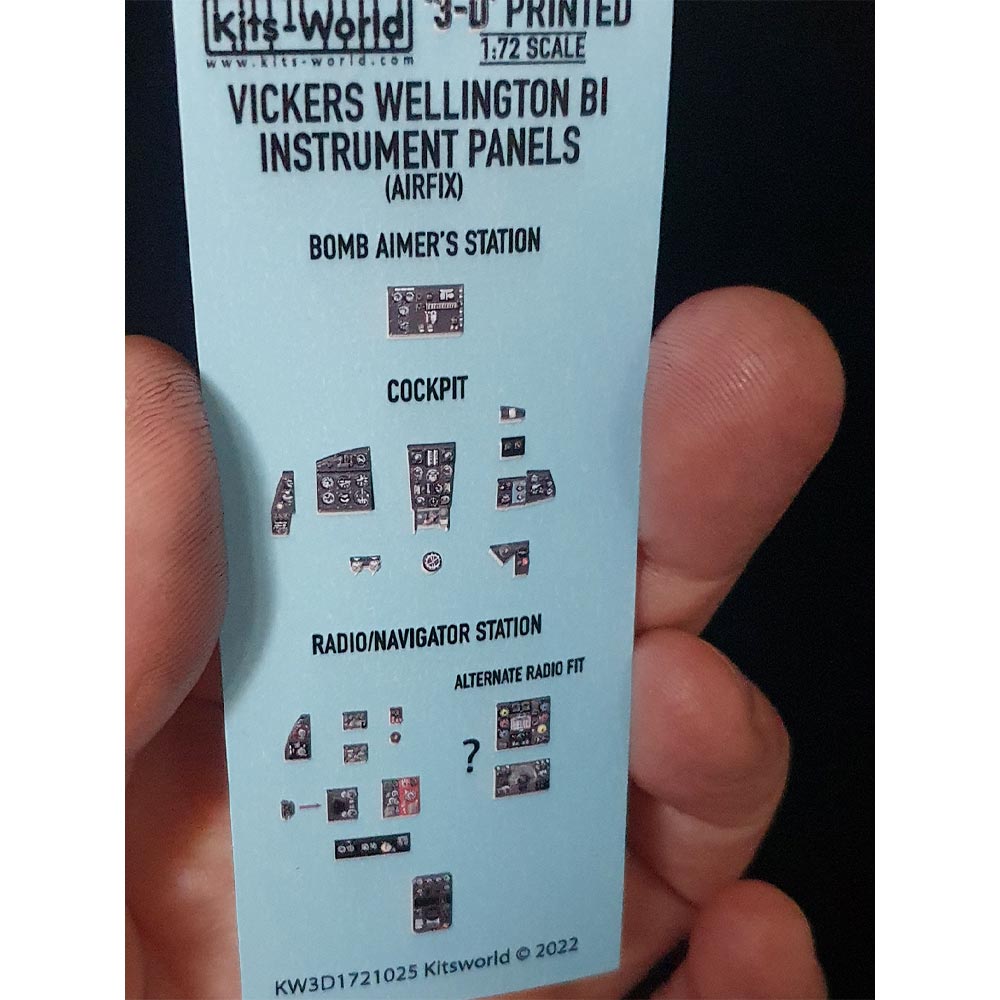 Kits World Vickers Wellington B Mk.I Instrument Panels Decals 1:72 3D1721025
