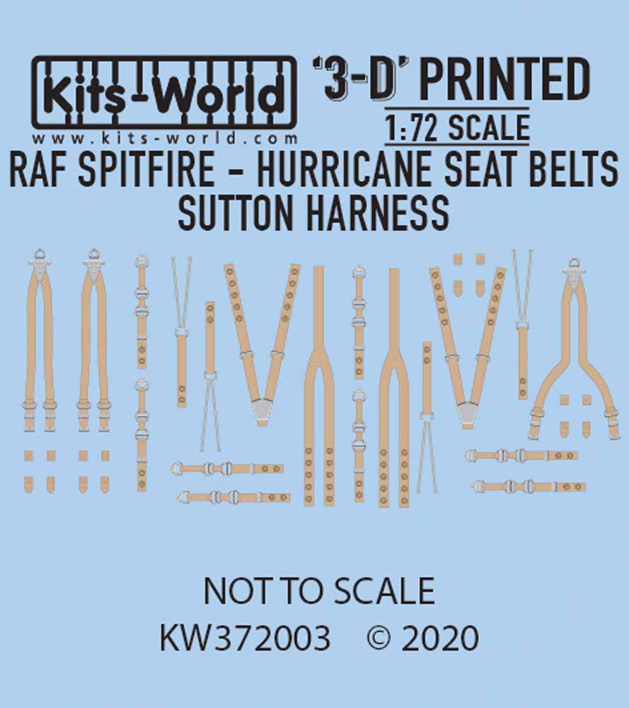 Kits World 3D172003 3D Printed Decal 1:72 RAF Sutton Harness Seat Belt Set. Supe