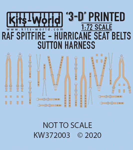 Kits World 3D172003 3D Printed Decal 1:72 RAF Sutton Harness Seat Belt Set. Supe