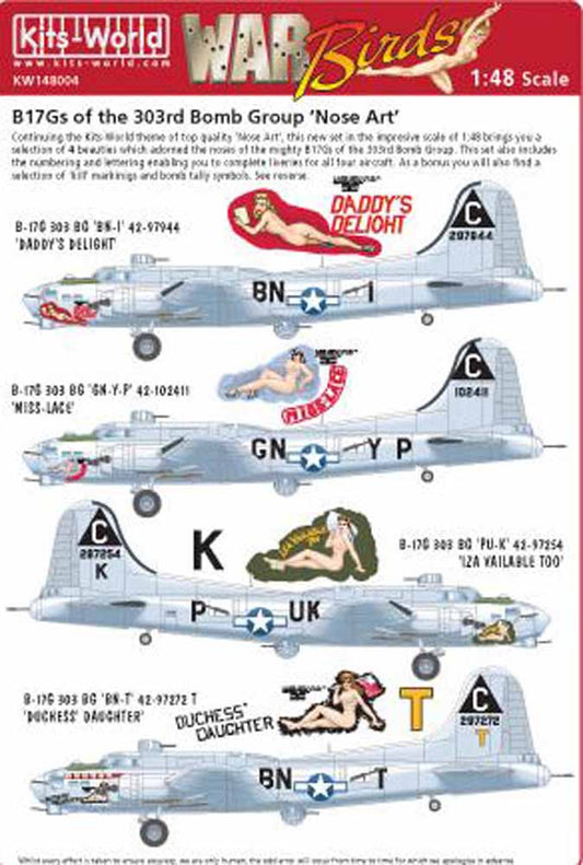 Kits World 148004 Aircraft Decals 1:48 Boeing B-17G Flying Fortress Nose Art of
