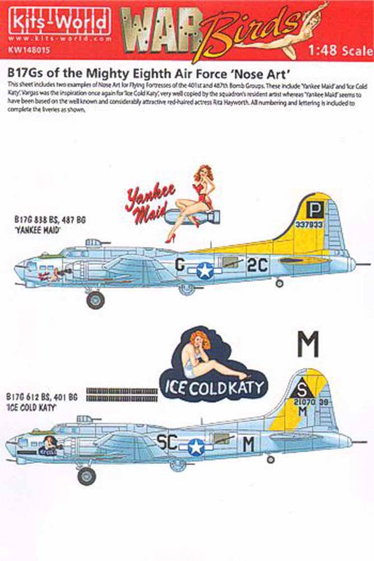 Kits World 148015 Aircraft Decals 1:48 Boeing B-17G Flying Fortress 8th Air Forc