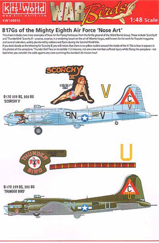 Kits World 148016 Aircraft Decals 1:48 Boeing B-17G Flying Fortress 359th BS 303