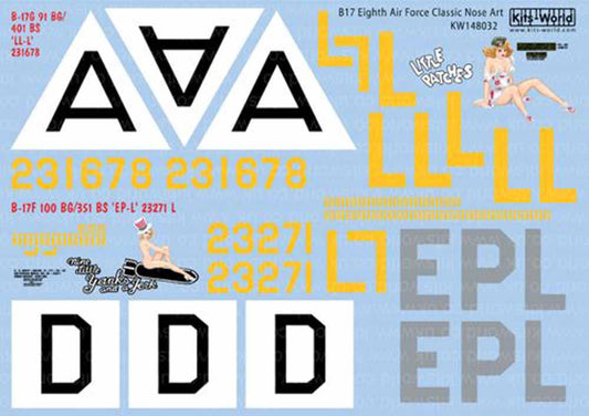 Kits World 148032 Aircraft Decals 1:48 Boeing B-17G - 'Little Patches' B17 F 'Ni
