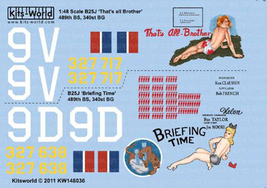 Kits World 148036 Aircraft Decals 1:48 North-American B-25J Mitchell - Corsica 3