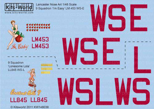 Kits World 148038 Aircraft Decals 1:48 Avro Lancaster B.I/III (2) LM453 WS-E