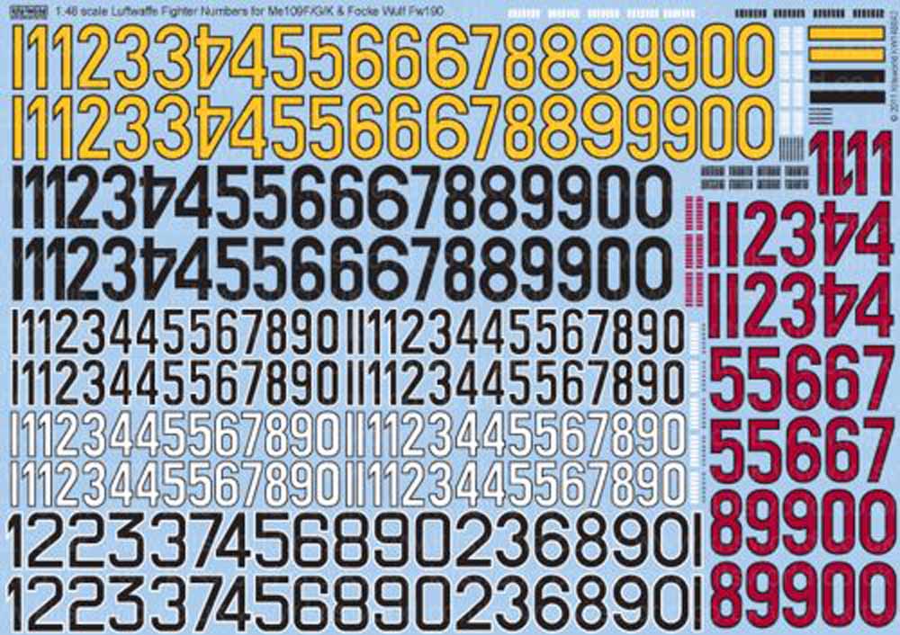 Kits World 148042 Aircraft Decals 1:48 Luftwaffe/German Fighter Identification N