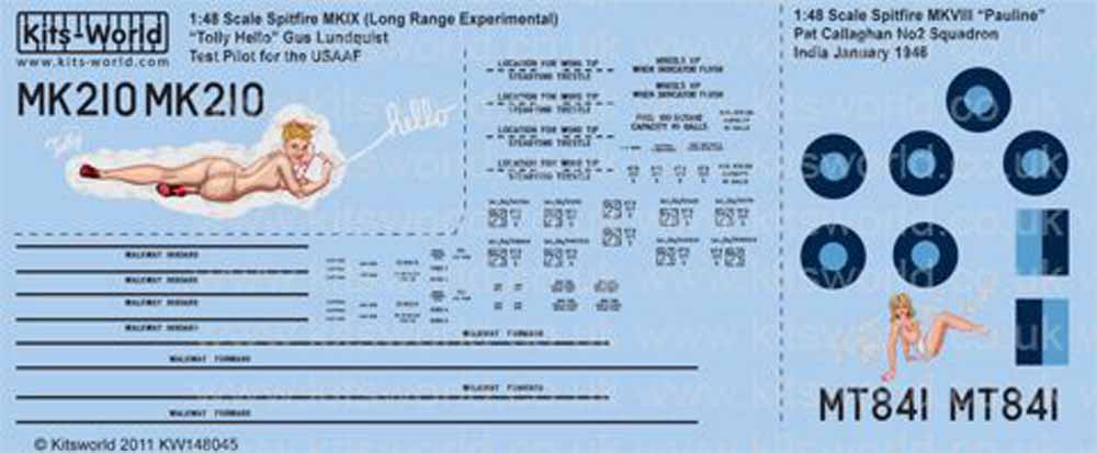 Kits World 148045 Aircraft Decals 1:48 Supermarine Spitfire Mk.VIII/IXc (2) Mk.I