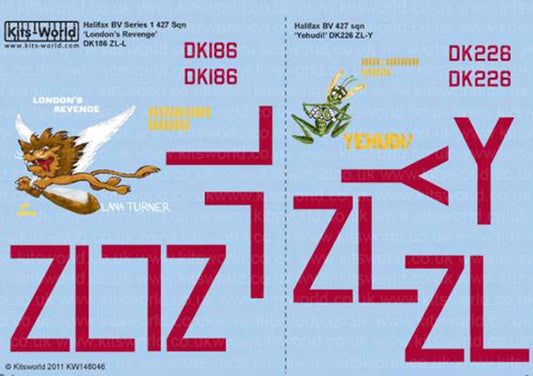 Kits World 148046 Aircraft Decals 1:48 Handley-Page Halifax Mk.V Series 1 429 Sq