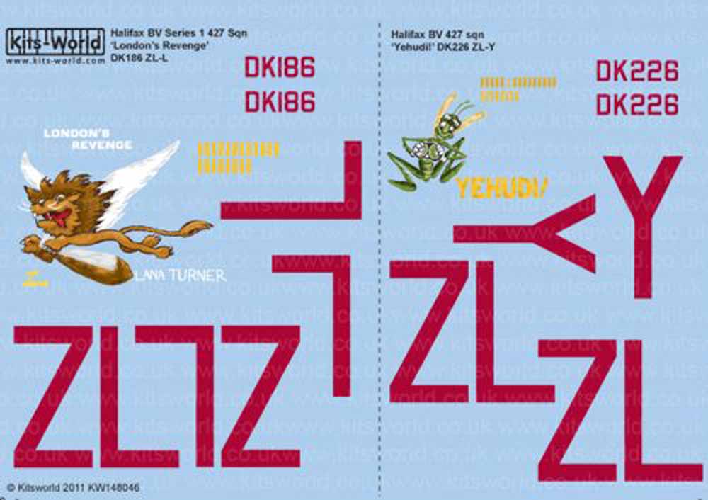 Kits World 148046 Aircraft Decals 1:48 Handley-Page Halifax Mk.V Series 1 429 Sq