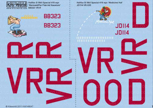 Kits World 148047 Aircraft Decals 1:48 Handley-Page Halifax B.II Special 419 Squ