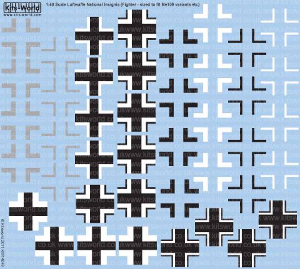 Kits World 148049 Aircraft Decals 1:48 Luftwaffe/German Balkenkreuz National Ins