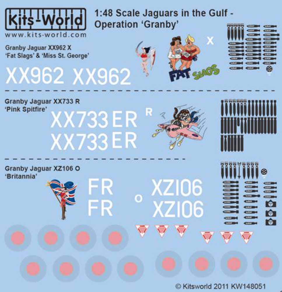 Kits World 148051 Aircraft Decals 1:48 Sepecat Jaguar GR.1A Desert Storm Nose Ar