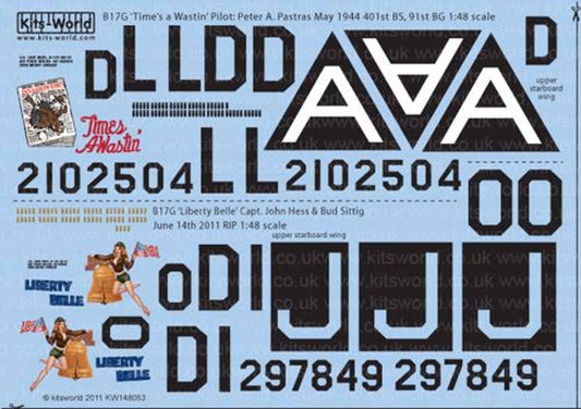 Kits World 148053 Aircraft Decals 1:48 Boeing B-17G Flying Fortress 91st BG (2)