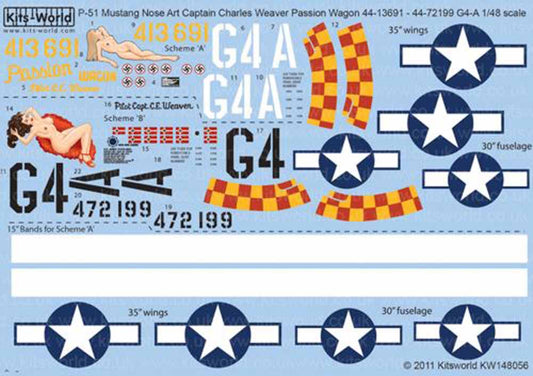 Kits World 148056 Aircraft Decals 1:48 North-American P-51 Mustang - 'Passion Wa