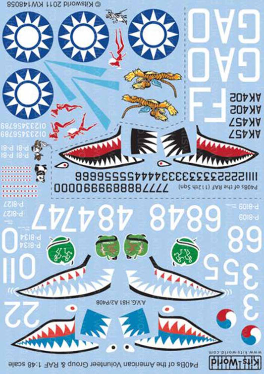 Kits World 148058 Aircraft Decals 1:48 Re-printed! Curtiss P-40B Tomahawk of the