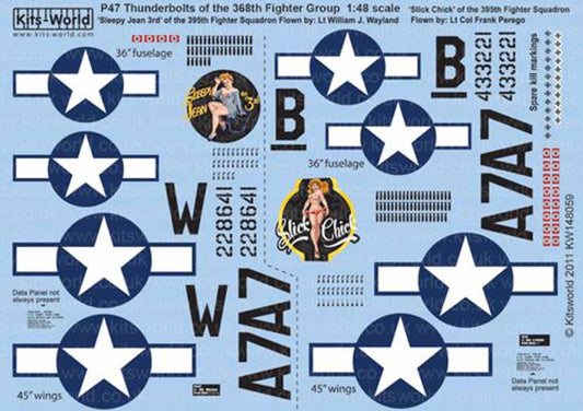 Kits World 148059 Aircraft Decals 1:48 Republic P-47D Thunderbolt 368th FG 395th
