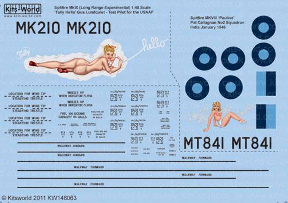 Kits World 148063 Aircraft Decals 1:48 Supermarine Spitfire Mk.IXc MK210 Lt.Col